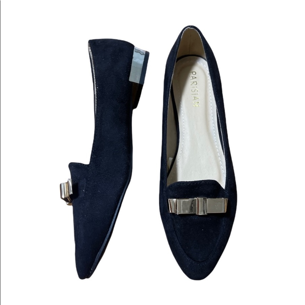 Pointed Ballet Flats with Metal Bow